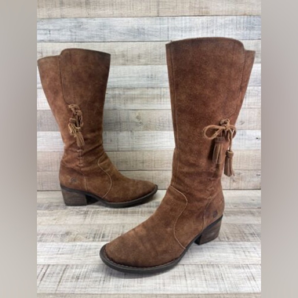 Born suede distressed mid calf boots.